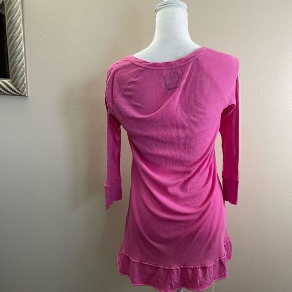 PINK| Thermal| Button up| with Ruffle| Lounge Top - Picture 11 of 12